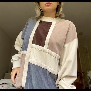 Vintage oversized color block crewneck